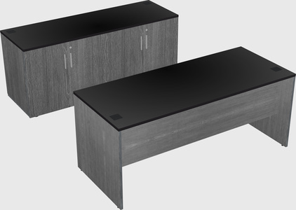 Parallel desk with credenza
