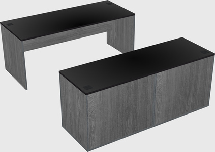 Parallel desk with credenza