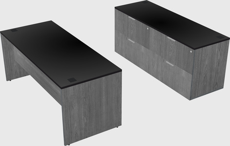Parallel desk with credenza