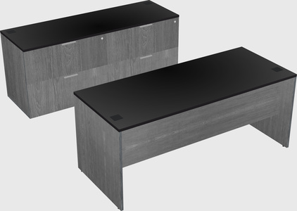 Parallel desk with credenza