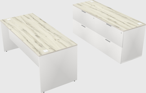 Parallel desk with credenza