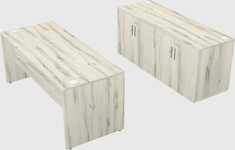 Parallel desk with credenza