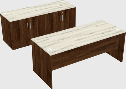 Parallel desk with credenza