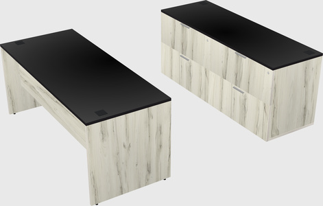 Parallel desk with credenza