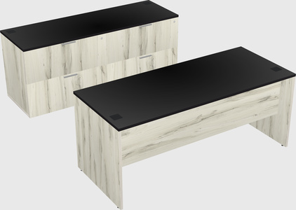 Parallel desk with credenza