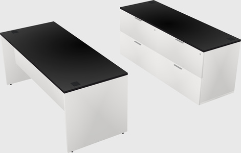 Parallel desk with credenza