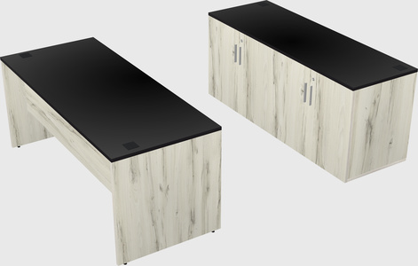 Parallel desk with credenza