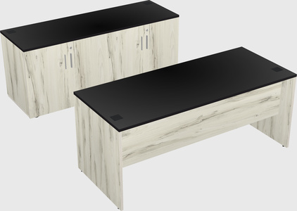 Parallel desk with credenza