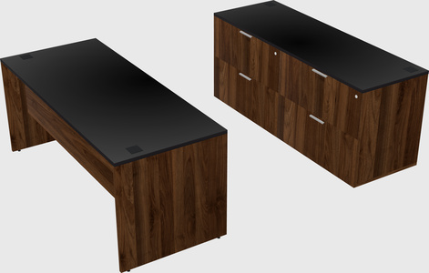 Parallel desk with credenza