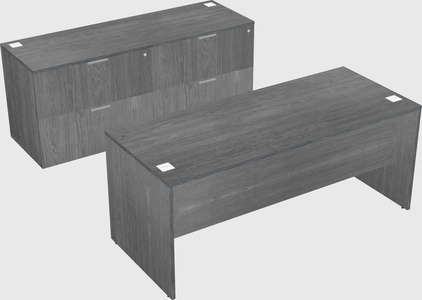 Parallel desk with credenza