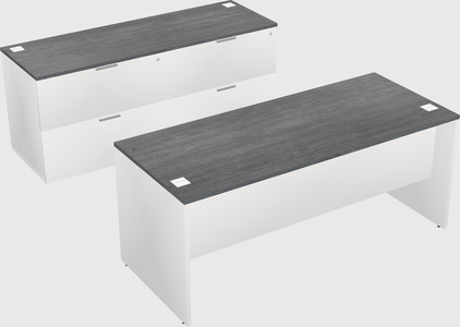 Parallel desk with credenza