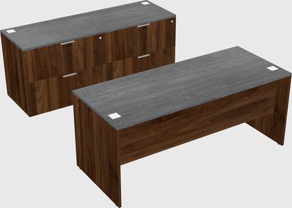 Parallel desk with credenza