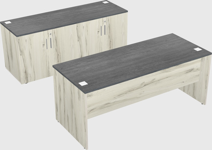 Parallel desk with credenza