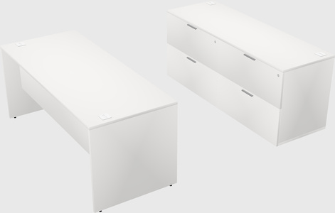 Parallel desk with credenza
