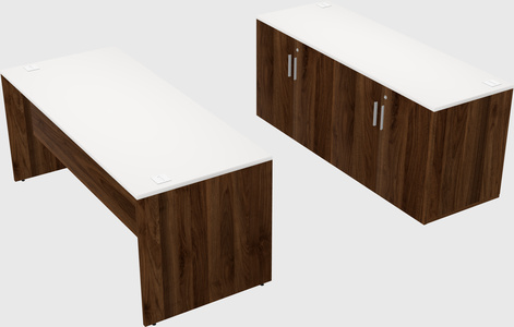 Parallel desk with credenza