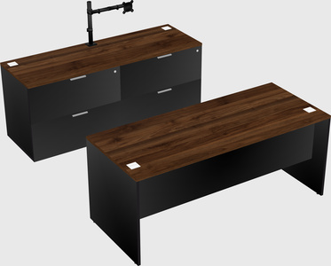 Parallel desk with credenza