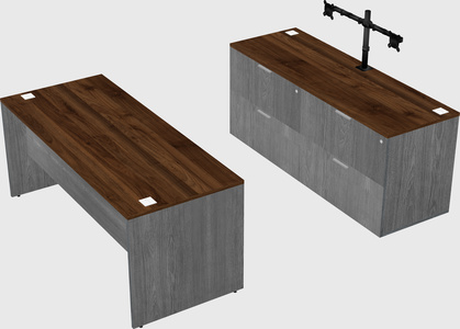 Parallel desk with credenza