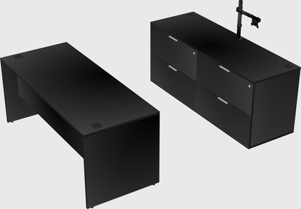 Parallel desk with credenza