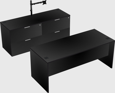Parallel desk with credenza