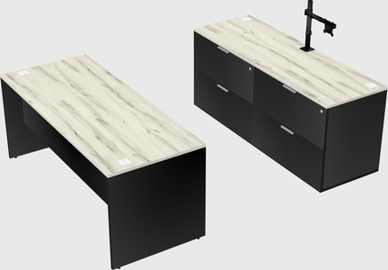 Parallel desk with credenza