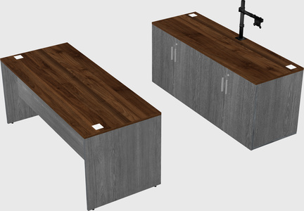 Parallel desk with credenza