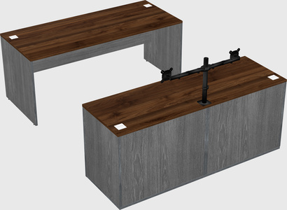 Parallel desk with credenza