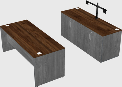 Parallel desk with credenza