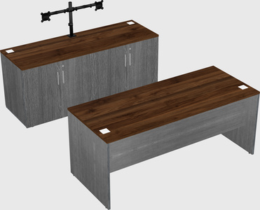 Parallel desk with credenza