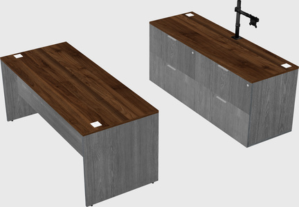 Parallel desk with credenza