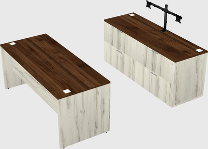 Parallel desk with credenza