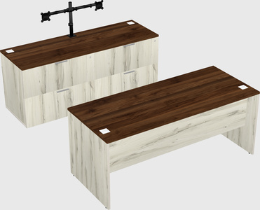Parallel desk with credenza