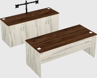 Parallel desk with credenza