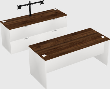 Parallel desk with credenza