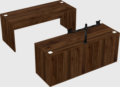 Parallel desk with credenza