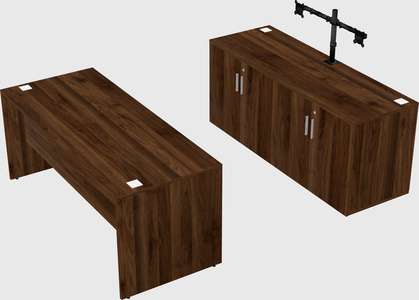 Parallel desk with credenza