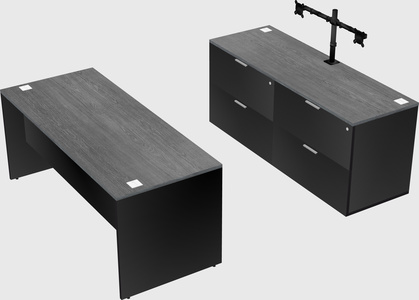 Parallel desk with credenza
