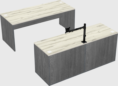 Parallel desk with credenza
