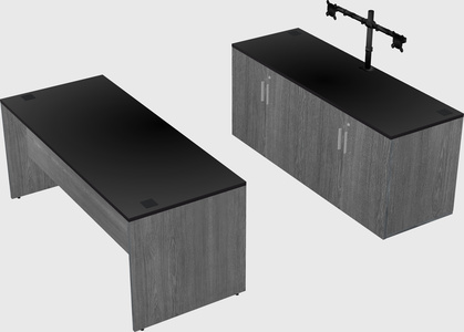 Parallel desk with credenza