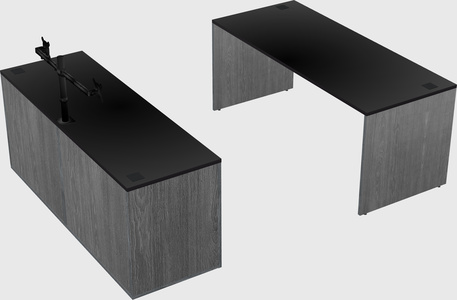 Parallel desk with credenza