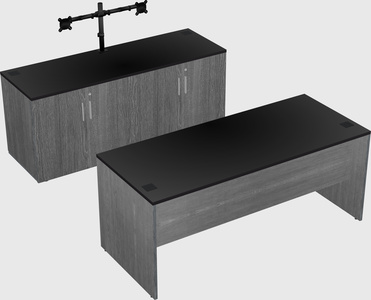 Parallel desk with credenza