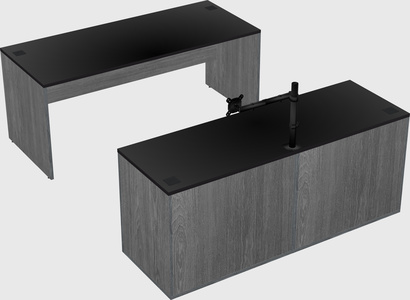 Parallel desk with credenza