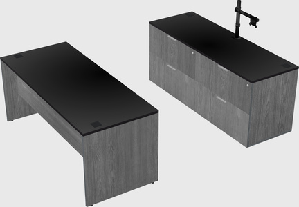 Parallel desk with credenza