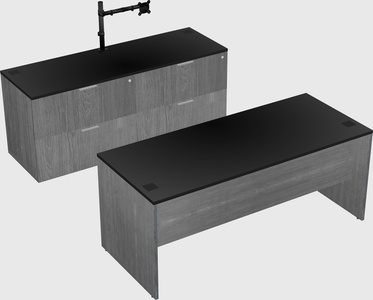 Parallel desk with credenza