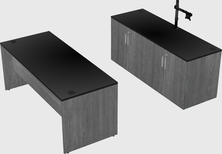 Parallel desk with credenza