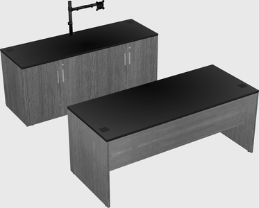 Parallel desk with credenza