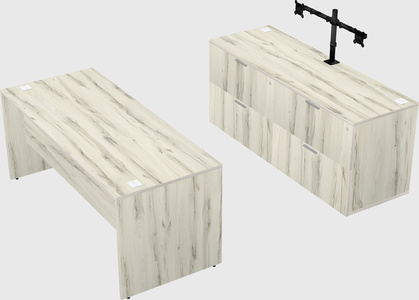 Parallel desk with credenza