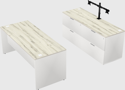 Parallel desk with credenza