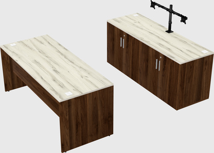 Parallel desk with credenza