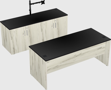 Parallel desk with credenza