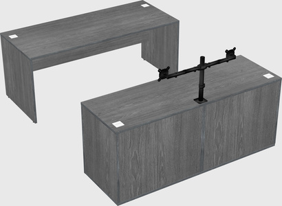 Parallel desk with credenza